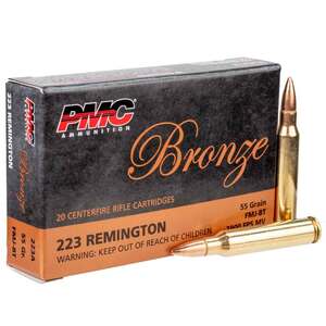 PMC Bronze 223 Remington 55gr FMJBT Rifle Ammo - 20 Rounds