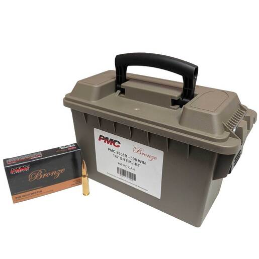 PMC Bronze 308 Winchester 147gr FMJ Rifle Ammo With FDE Can Ammo - 260 Rounds 260 Rounds Ammo