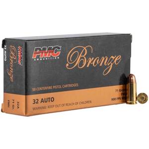 PMC Bronze 32 Auto (ACP) 71gr FMJ Handgun Ammo - 50 Rounds
