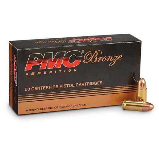PMC Bronze 9mm Luger 115gr FMJ Handgun Ammo Ammo - 50 Rounds 50 Rounds Ammo