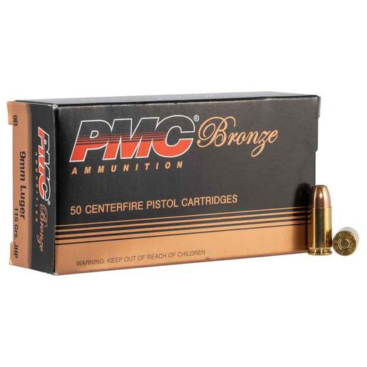 PMC Bronze 9mm Luger 115gr JHP Handgun Ammo Ammo - 50 Rounds 50 Rounds Ammo