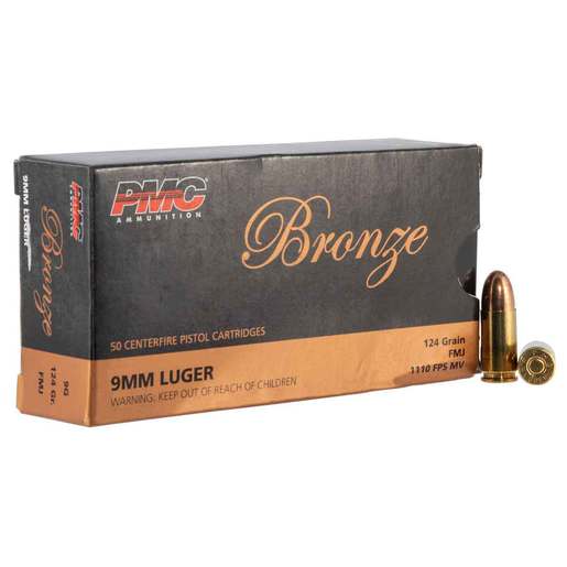PMC Bronze 9mm Luger 124gr FMJ Handgun Ammo Ammo - 50 Rounds 50 Rounds Ammo