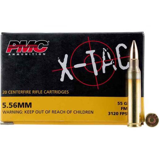 PMC X-Tac 5.56mm NATO 55gr FMJBT Rifle Ammo Ammo - 20 Rounds 20 Rounds Ammo