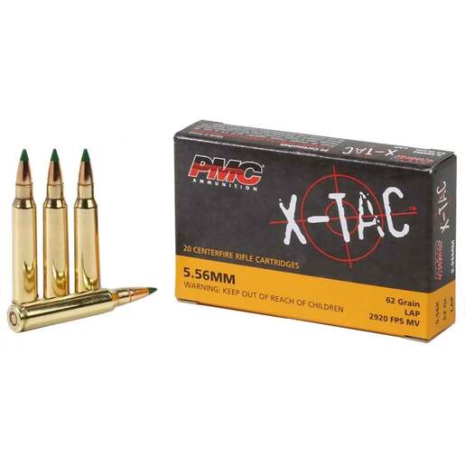 PMC X-Tac 5.56mm NATO 62gr LAP Centerfire Rifle Ammo Ammo - 20 Rounds 20 Rounds Ammo