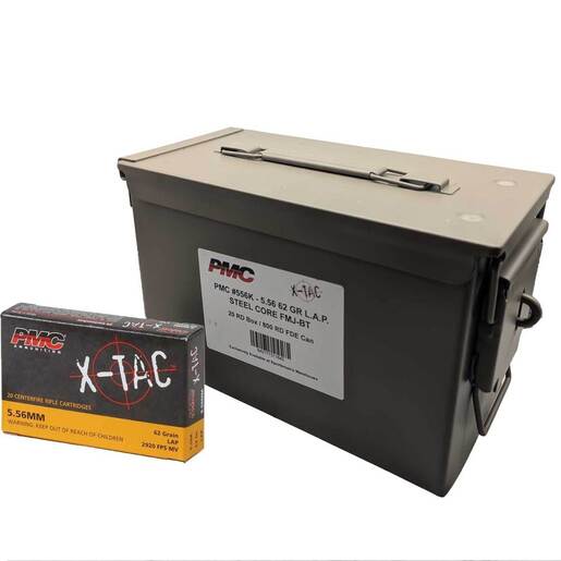 PMC X-Tac 5.56mm NATO 62gr LAP Centerfire Rifle Ammo With FDE Can Ammo - Bulk 800 Rounds Bulk 800 Rounds Ammo