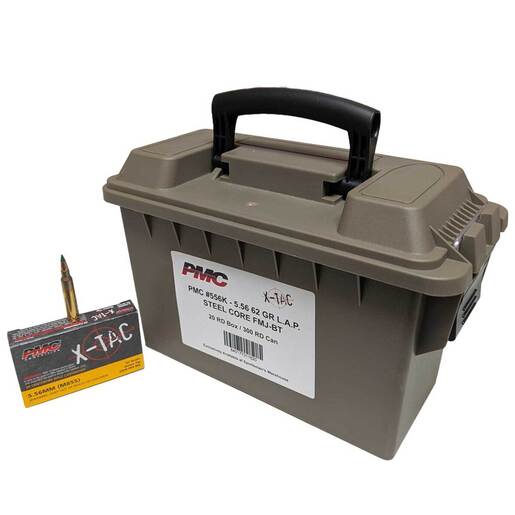 PMC X-Tac PMC X-Tac 5.56mm NATO 62gr M855 LAP Rifle Ammo FDE Can Combo Ammo - 300 Rounds 300 Rounds Ammo