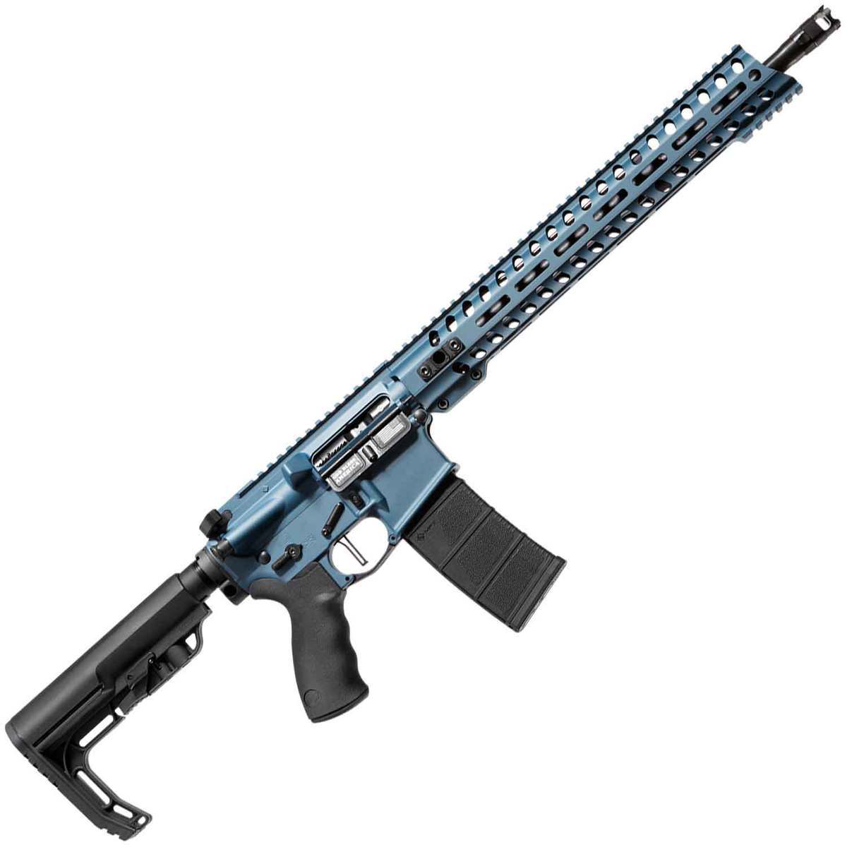 Patriot Ordnance Factory Wonder 5.56mm NATO 16.5in Blue Titanium Semi Automatic Modern Sporting Rifle - 30+1 Rounds - Blue Titanium/Black Patriot Ordnance Factory Wonder 5.56mm NATO 16.5in Blue Titanium Semi Automatic Modern Sporting Rifle - 30+1 Rounds - Blue Titanium/Black