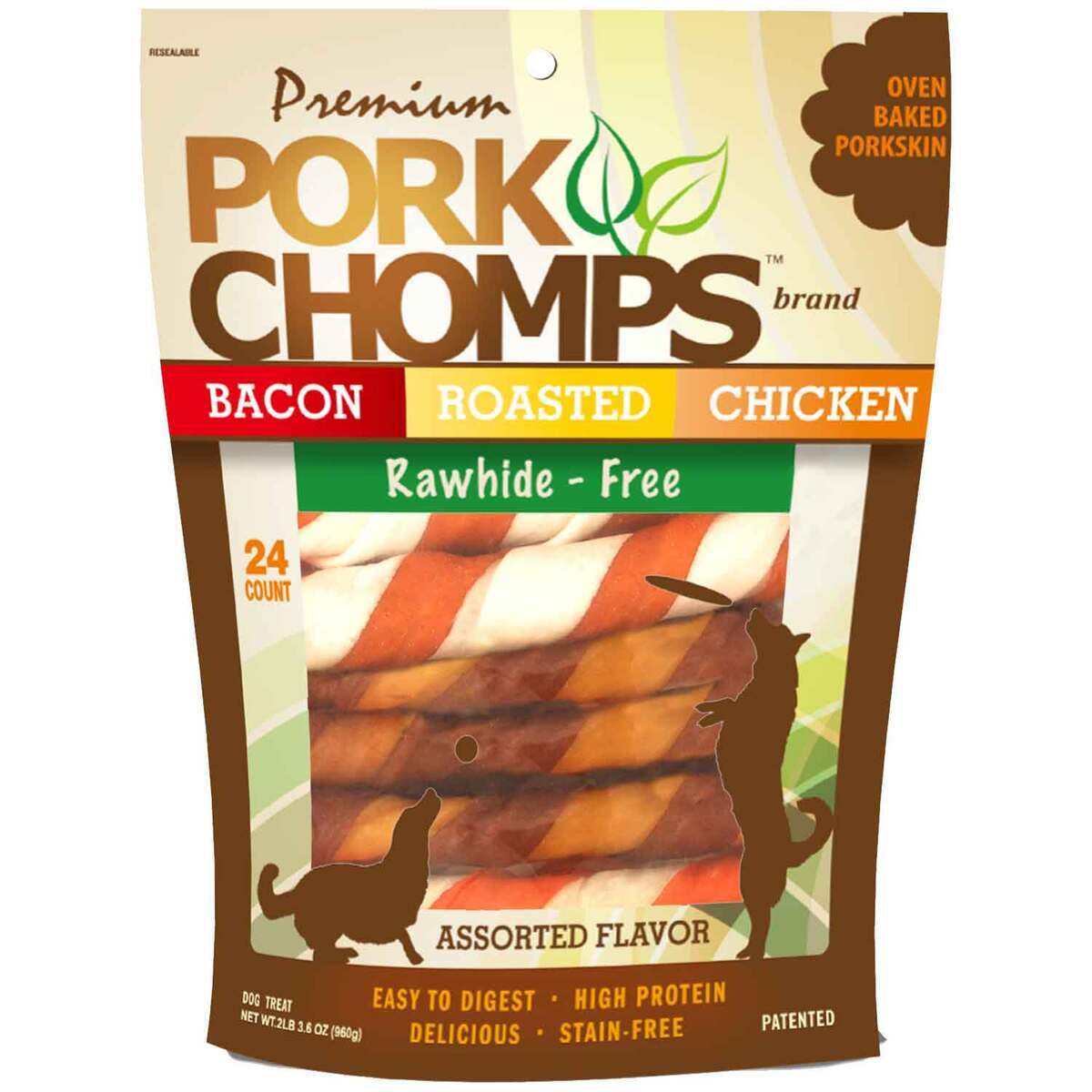 Pork Chomps Assorted Large Twists Dog Treat - Brown 2lbs 3.6oz Pork Chomps Assorted Large Twists Dog Treat - Brown 2lbs 3.6oz