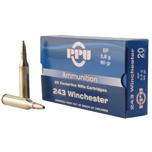 PPU Standard Rifle 243 Winchester 90gr SP Rifle Ammo Ammo - 20 Rounds 20 Rounds Ammo