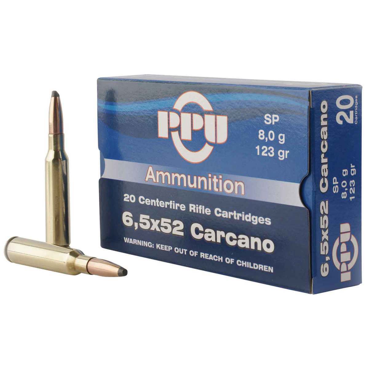 PPU 6.5x52mm Mannlicher Carcano 123gr SP Rifle Ammo - 20 Rounds PPU 6.5x52mm Mannlicher Carcano 123gr SP Rifle Ammo - 20 Rounds