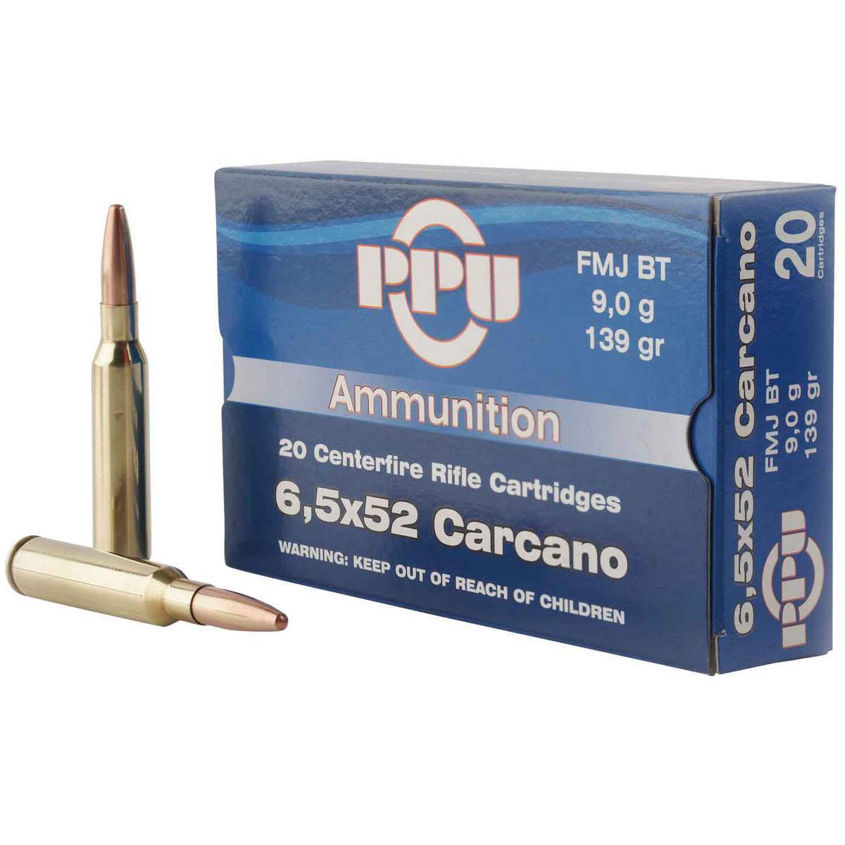 PPU 6.5x52mm Mannlicher Carcano 139gr FMJ Rifle Ammo - 20 Rounds PPU 6.5x52mm Mannlicher Carcano 139gr FMJ Rifle Ammo - 20 Rounds