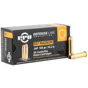 PPU Defense 357 Magnum 158gr JHP Handgun Ammo - 50 Rounds