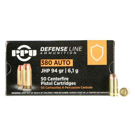 PPU Defense 380 Auto (ACP) 94gr JHP Handgun Ammo Ammo - 50 Rounds 50 Rounds Ammo