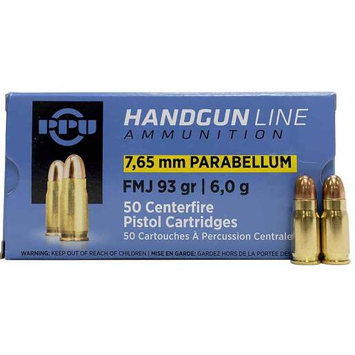 PPU Handgun 30 Luger 93gr FMJ Handgun Ammo - 50 Rounds