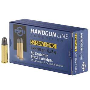 PPU Handgun 32 S&W Long 98gr LRN Handgun Ammo - 50 Rounds