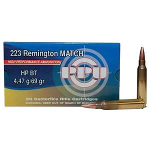 PPU Match 223 Remington 69gr HPBT Rifle Ammo - 20 Rounds