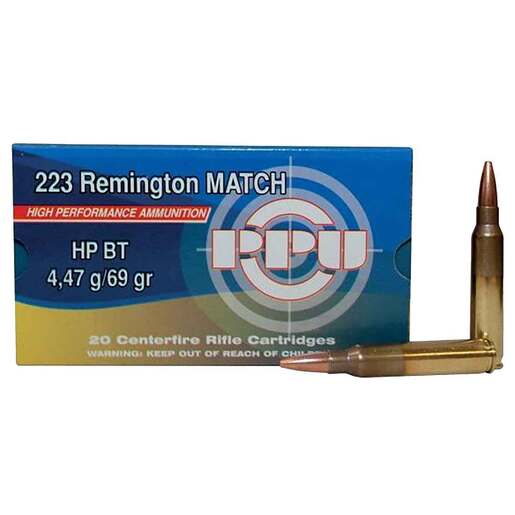 PPU Match 223 Remington 69gr HPBT Rifle Ammo – 20 Rounds