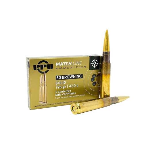 PPU Match 50 BMG 725gr FMJS Rifle Ammo – 5 Rounds