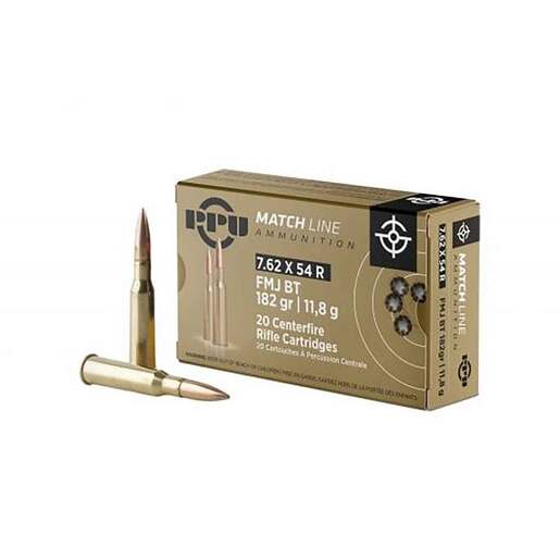 PPU Match 7.62x54R 182gr FMJ Rifle Ammo Ammo - 20 Rounds 20 Rounds Ammo