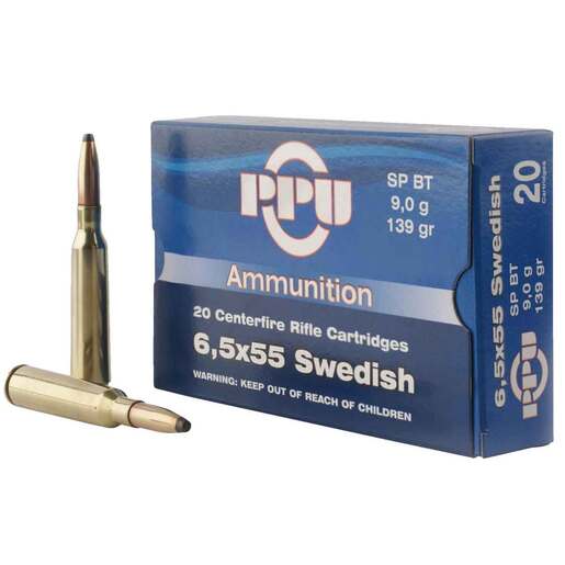 PPU Metric Rifle 6.5x55mm Swedish Mauser 139gr SPBT Rifle Ammo Ammo - 20 Rounds 20 Rounds Ammo