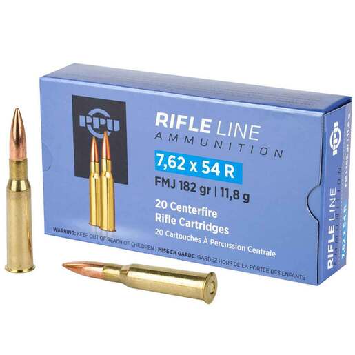 PPU Metric Rifle 7.62x54R 182gr FMJ Rifle Ammo Ammo - 20 Rounds 20 Rounds Ammo