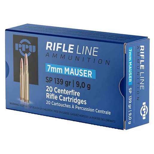 PPU Metric Rifle 7mm Mauser (7x57mm Mauser) 139gr SP Rifle Ammo Ammo - 20 Rounds 20 Rounds Ammo