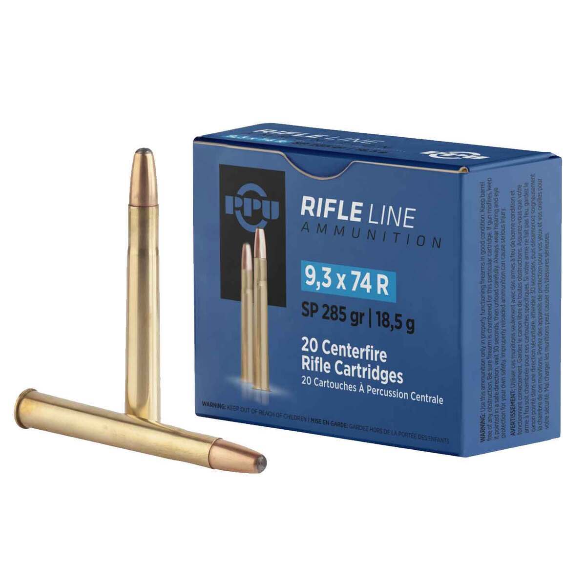 PPU Metric Rifle 9.3mmx74R 285gr SP Rifle Ammo - 20 Rounds PPU Metric Rifle 9.3mmx74R 285gr SP Rifle Ammo - 20 Rounds