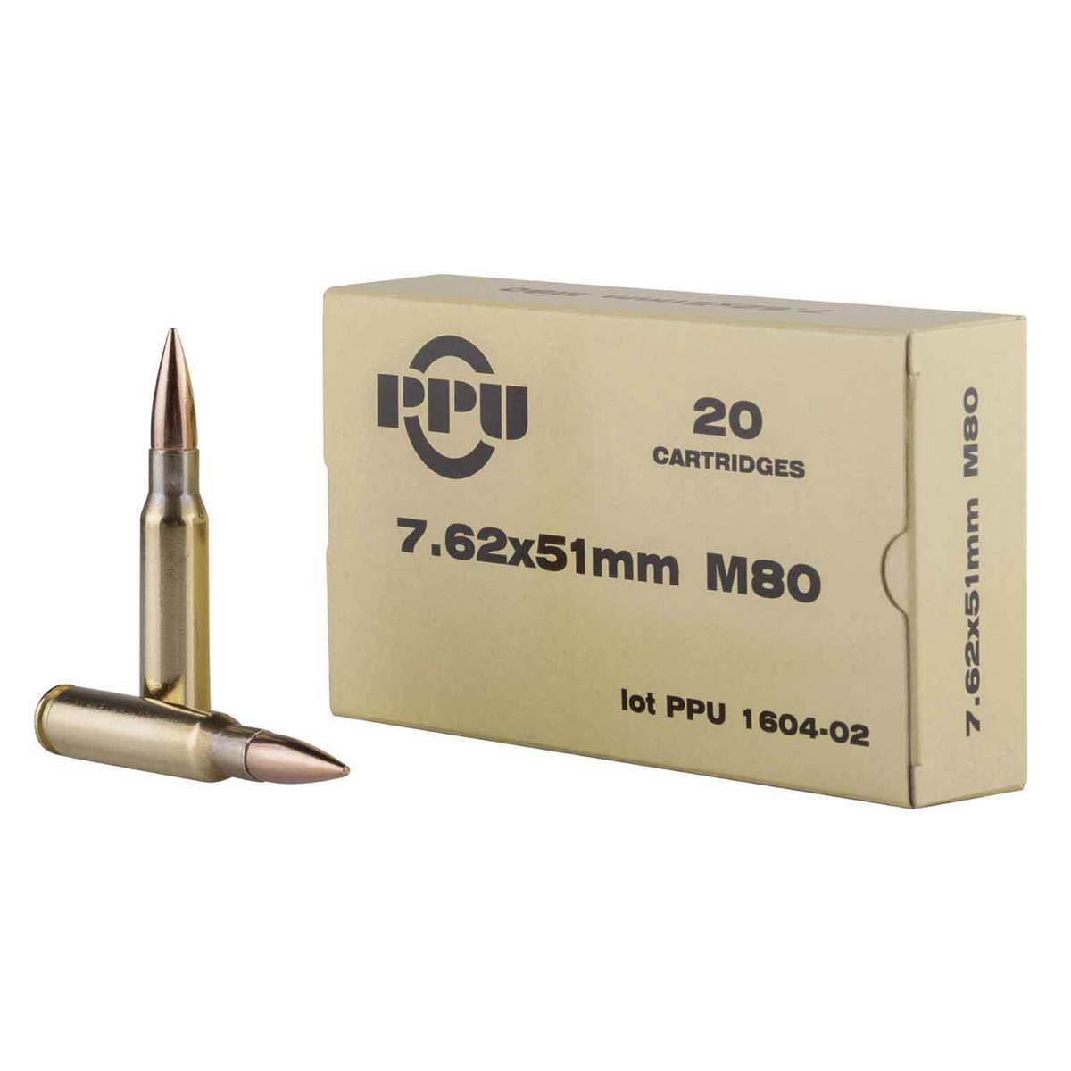 PPU Mil-Spec 7.62mm NATO 145gr FMJBT Rifle Ammo - 20 Rounds PPU Mil-Spec 7.62mm NATO 145gr FMJBT Rifle Ammo - 20 Rounds