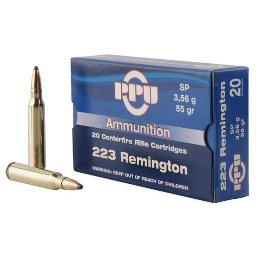 PPU Standard Rifle 223 Remington 55gr SP Rifle Ammo – 20 Rounds
