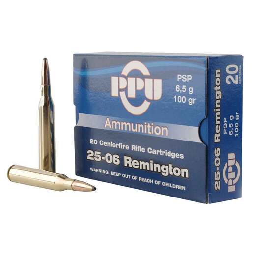 PPU Standard Rifle 25-06 Remington 100gr PSP Rifle Ammo Ammo - 20 Rounds 20 Rounds Ammo