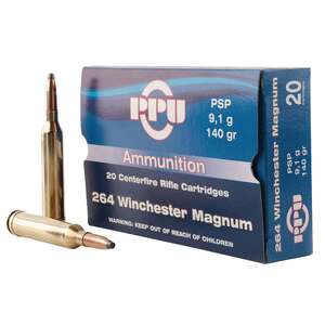 PPU Standard Rifle 264 Winchester Magnum 140gr PSP Rifle Ammo - 20 ...