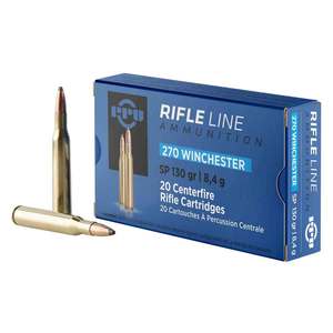PPU Standard Rifle 270 Winchester 130gr SP Rifle Ammo - 20 Rounds