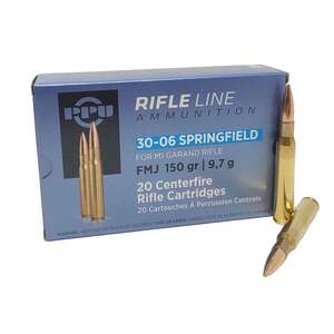 PPU Standard Rifle 30-06 Springfield 150gr FMJ Rifle Ammo - 20 Rounds ...
