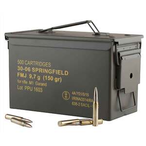PPU Standard Rifle 30-06 Springfield 150gr FMJ Rifle Ammo - 500 Rounds