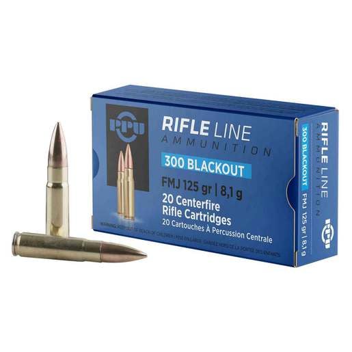 PPU Standard Rifle 300 AAC Blackout 125gr FMJ Rifle Ammo Ammo - 20 Rounds 20 Rounds Ammo