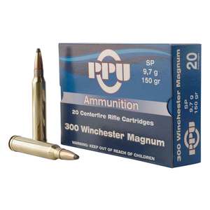 PPU Standard Rifle 300 Winchester Magnum 150gr SP Rifle Ammo - 20 Rounds PPU Standard Rifle 300 Winchester Magnum 150gr SP Rifle Ammo - 20 Rounds