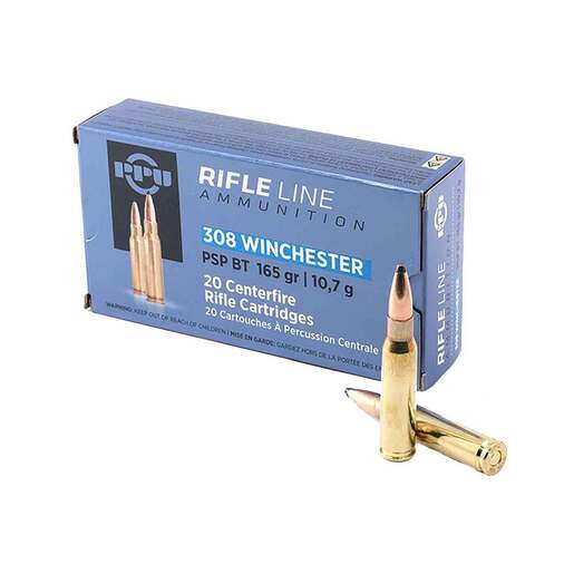 PPU Standard Rifle 308 Winchester 165gr PSPBT Rifle Ammo Ammo - 20 Rounds 20 Rounds Ammo