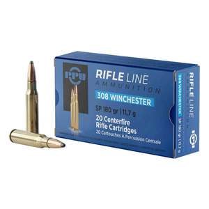 PPU Standard Rifle 308 Winchester 180gr SP Rifle Ammo - 20 Rounds