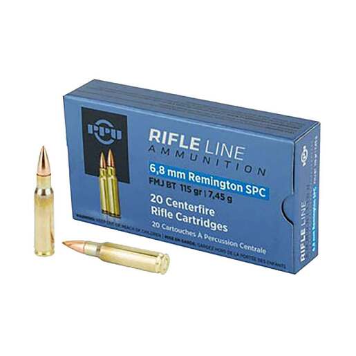 PPU Standard Rifle 6.8mm Remington SPC 115gr FMJ BT Rifle Ammo Ammo - 20 Rounds 20 Rounds Ammo