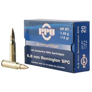 PPU Standard Rifle 6.8mm Remington SPC 115gr HPBT Rifle Ammo - 20 Rounds