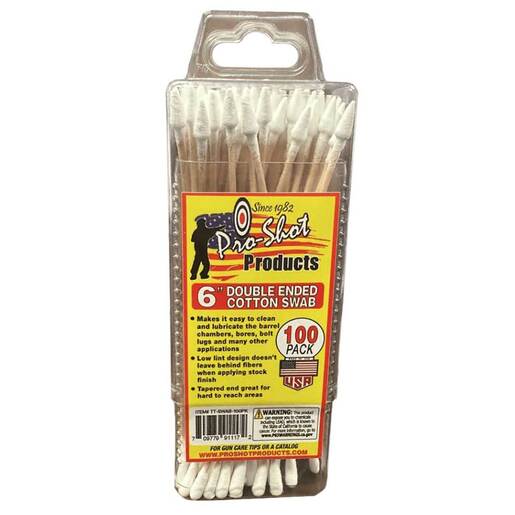 Pro Shot 6in Double Sided Cotton Swabs - 100 Pack - 6in