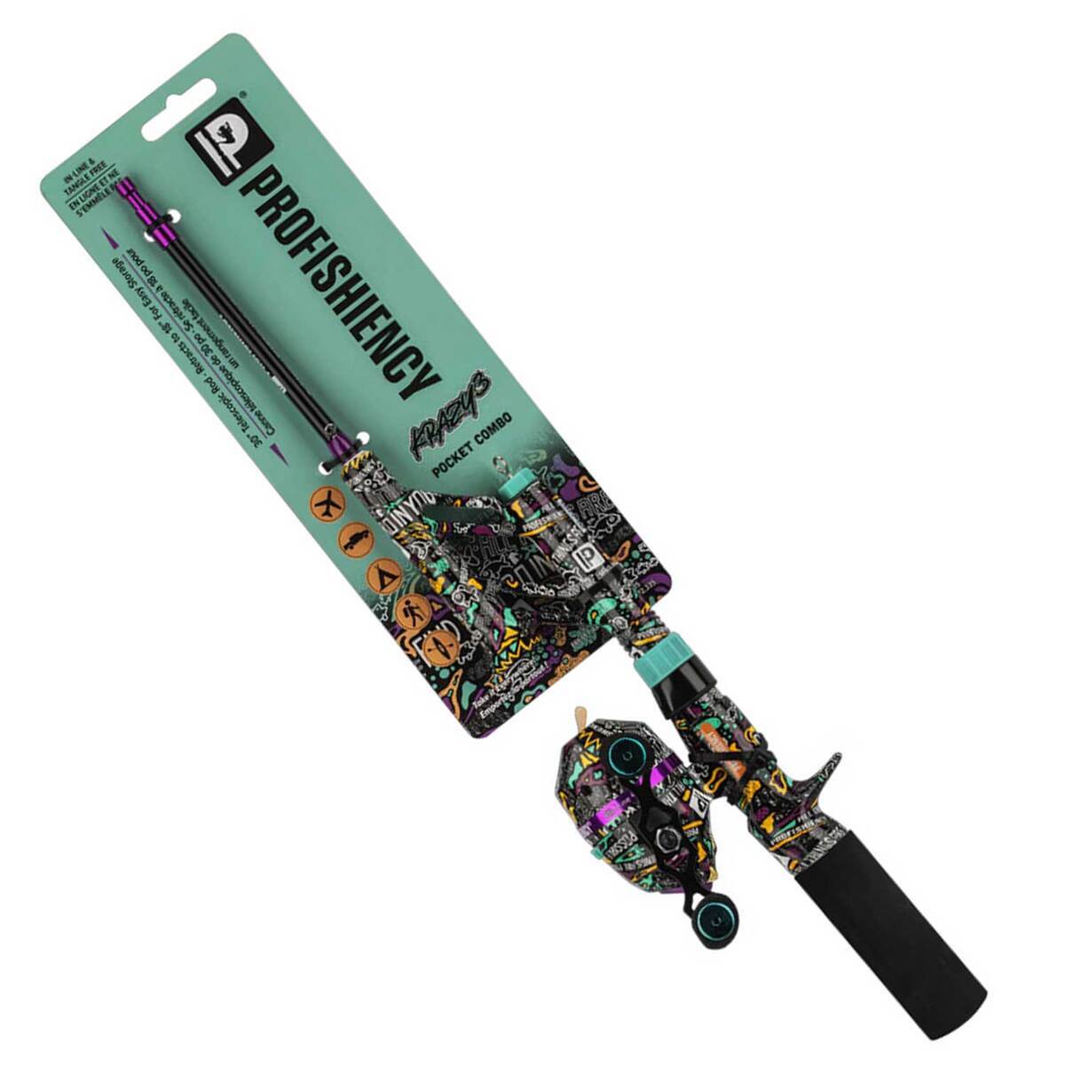 Profishiency Krazy 3 Pocket Rod and Reel Combo - 18-30in, Light Power ...