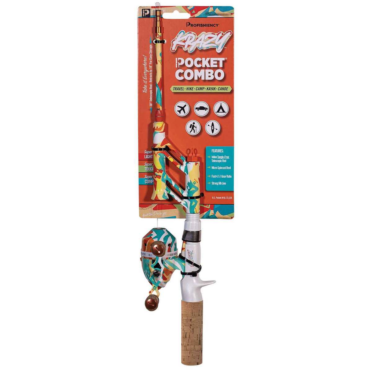 Profishiency Krazy Pocket Spincast Rod and Reel Combo - 18-30in, Light Power, 1pc - Multi Profishiency Krazy Pocket Spincast Rod and Reel Combo - 18-30in, Light Power, 1pc - Multi