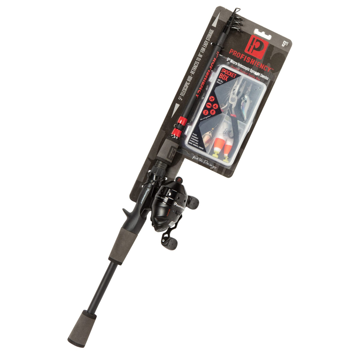 Profishiency 5ft Red/Black Fully Loaded Spincast Rod and Reel Combo ...