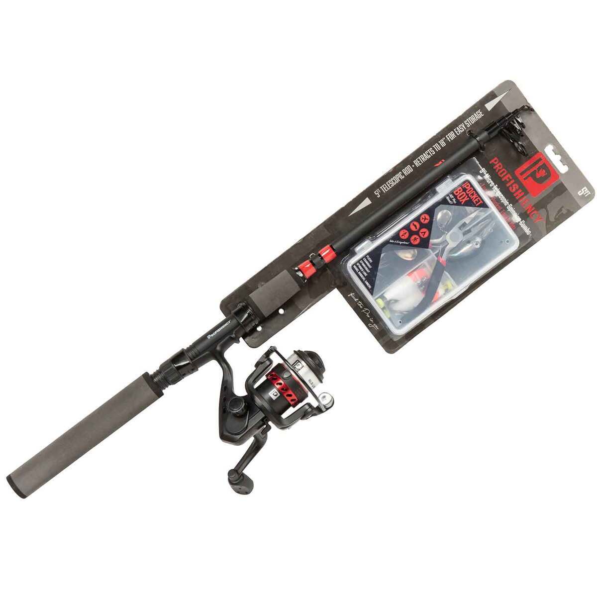 Profishiency Micro Telescopic Spinning Rod and Reel Combo - 5ft, Medium Light Power, 1pc - Black, Red Profishiency Micro Telescopic Spinning Rod and Reel Combo - 5ft, Medium Light Power, 1pc - Black, Red