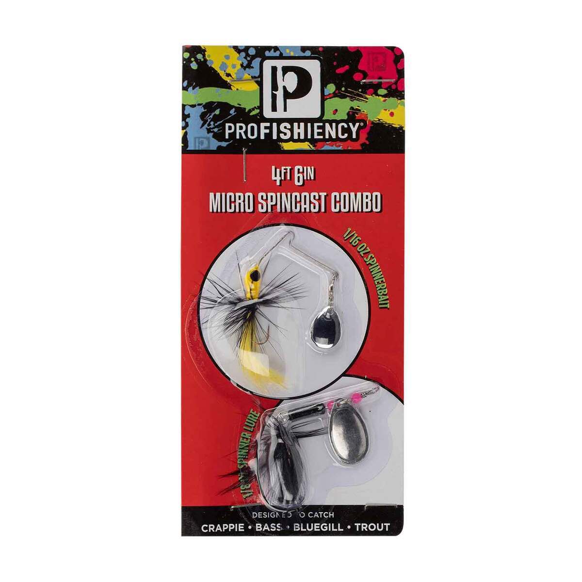 Profishiency Splat Micro Spincast Rod and Reel Combo - 4ft 6in, Medium Power, 2pc - Splat Multi Profishiency Splat Micro Spincast Rod and Reel Combo - 4ft 6in, Medium Power, 2pc - Splat Multi