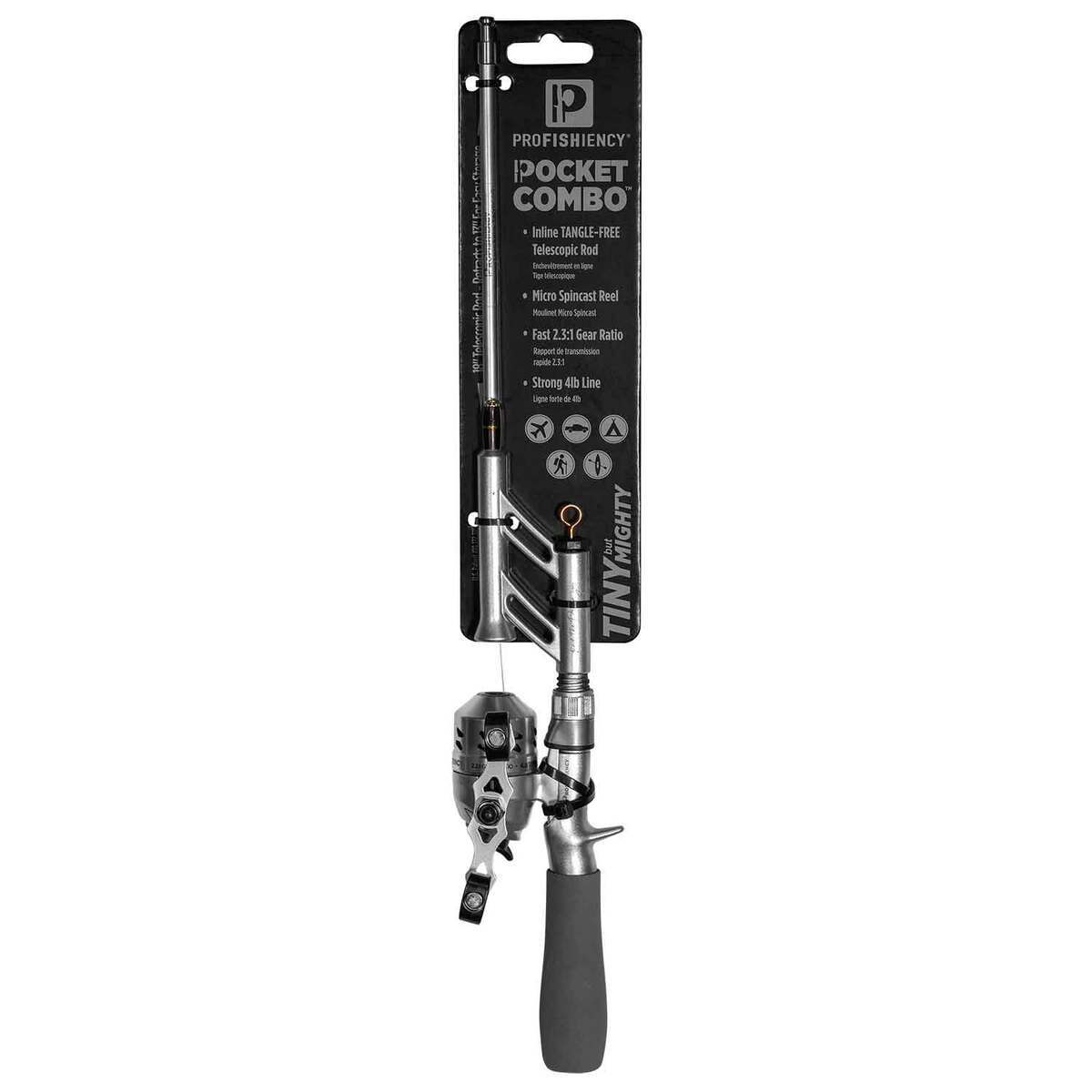 Profishiency Tiny but Mighty Spincast Pocket Combo - 20in, Light Power, 1pc - Silver/Gold Profishiency Tiny but Mighty Spincast Pocket Combo - 20in, Light Power, 1pc - Silver/Gold