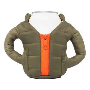 Puffin Coolers Beverage Jacket Cozy - Green and Orange
