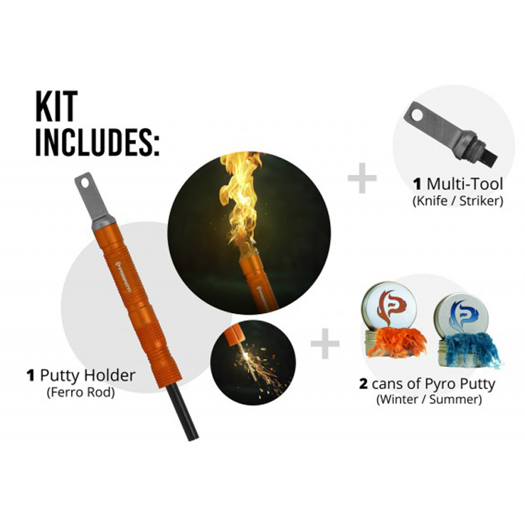 Pyro Putty Compact Ferro Rod - Orange Pyro Putty Compact Ferro Rod - Orange