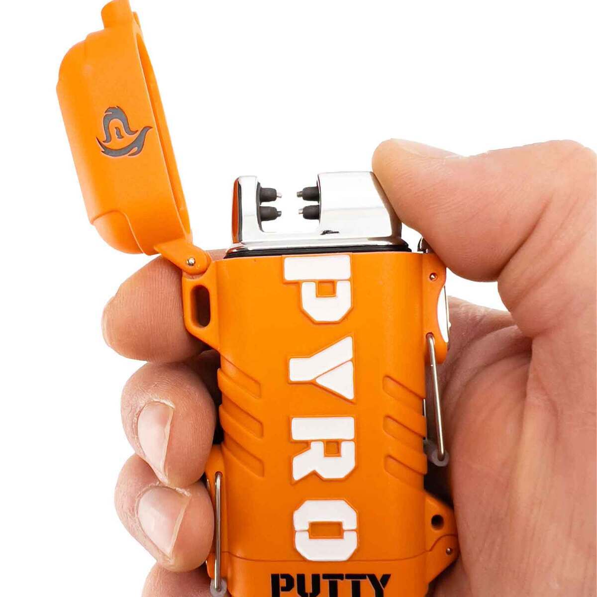 Pyro Putty Elite Orange Rechargeable Dual Arc Lighter with Compartment ...